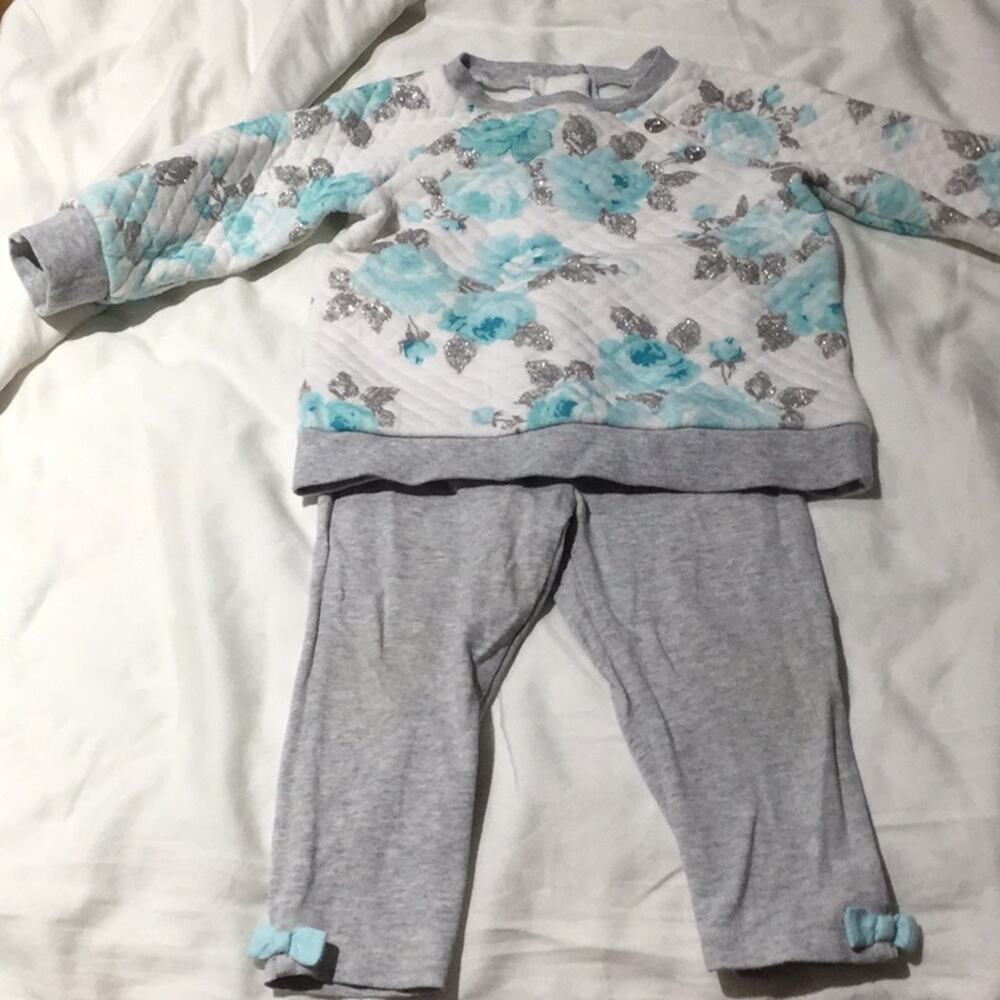 Little me 12m shimmer floral set worn once perfect